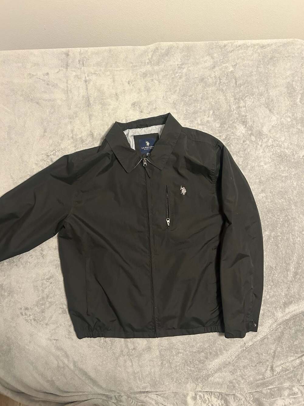 U.S. Polo Assn. Men's Lightweight Zip-Up Golf Jacket in Black, Size 2XL